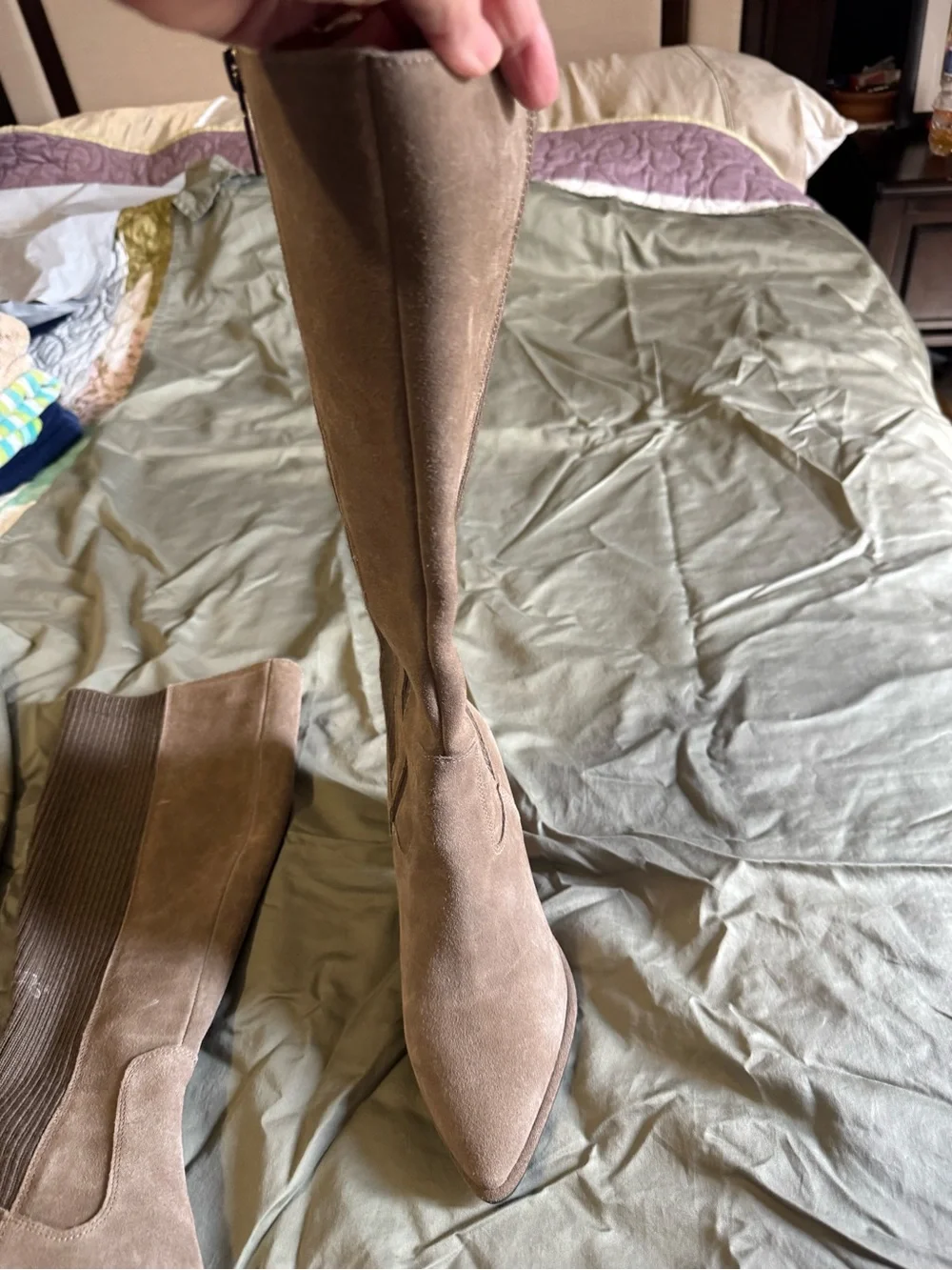 Blondo boots Over-the-Knee Suede Block Heel Boots in Taupe